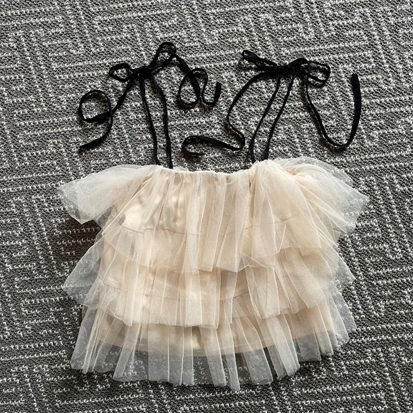 Anthropologie tulle tie top🖤 - Picture 4 of 5